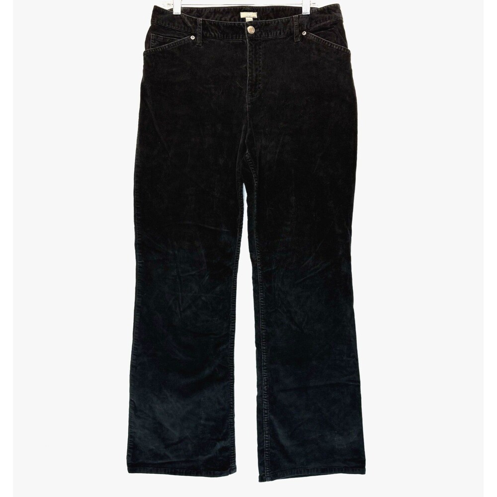 J Jill Corduroy‎ Pants Size 12 Black Stretch Bootcut Pockets Minimalist Classic